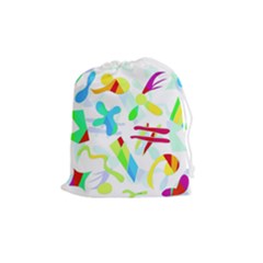 Playful Shapes Drawstring Pouches (medium)  by Valentinaart