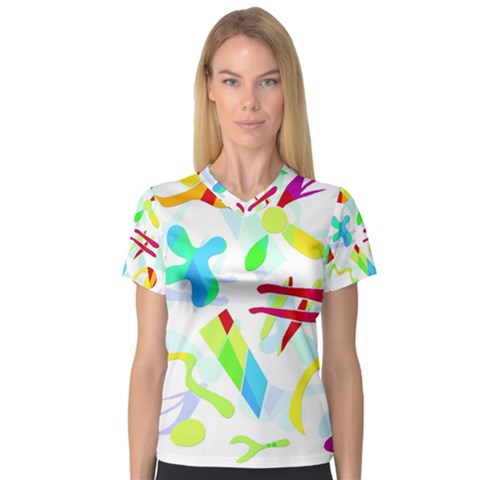 Playful Shapes Women s V-neck Sport Mesh Tee by Valentinaart