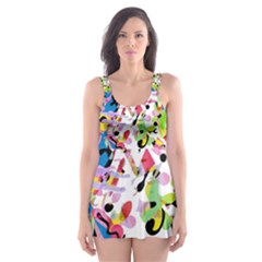 Colorful Pother Skater Dress Swimsuit