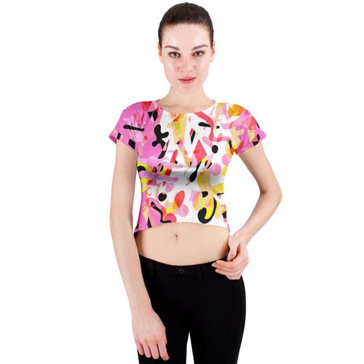 Pink pother Crew Neck Crop Top