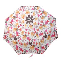 Colorful Cute Hearts Pattern Folding Umbrellas by TastefulDesigns