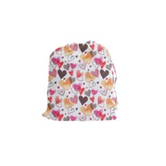 Colorful Cute Hearts Pattern Drawstring Pouches (small)  by TastefulDesigns