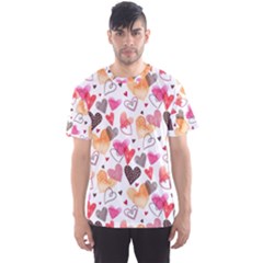 Colorful Cute Hearts Pattern Men s Sport Mesh Tee