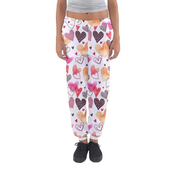 Colorful Cute Hearts Pattern Women s Jogger Sweatpants