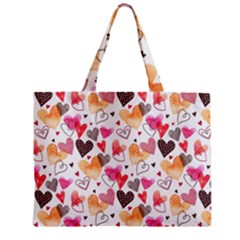 Colorful Cute Hearts Pattern Zipper Mini Tote Bag by TastefulDesigns