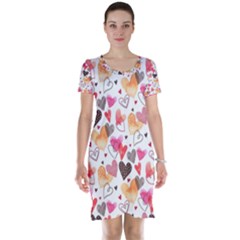 Colorful Cute Hearts Pattern Short Sleeve Nightdress