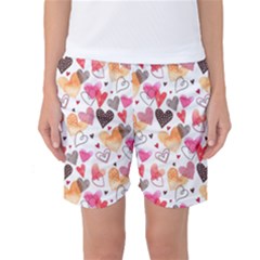 Colorful Cute Hearts Pattern Women s Basketball Shorts