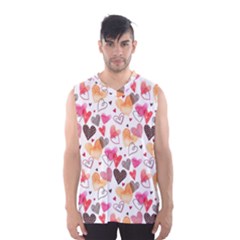 Colorful Cute Hearts Pattern Men s Basketball Tank Top by TastefulDesigns