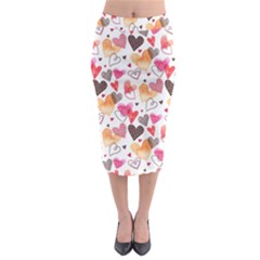 Colorful Cute Hearts Pattern Midi Pencil Skirt by TastefulDesigns