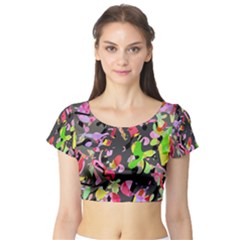 Playful Pother Short Sleeve Crop Top (tight Fit)