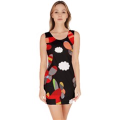 Playful Airplanes  Sleeveless Bodycon Dress by Valentinaart