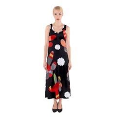 Playful Airplanes  Sleeveless Maxi Dress