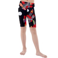 Playful Airplanes  Kids  Mid Length Swim Shorts