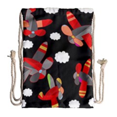 Playful Airplanes  Drawstring Bag (large) by Valentinaart