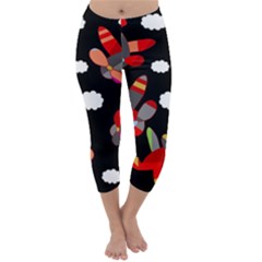 Playful Airplanes  Capri Winter Leggings 