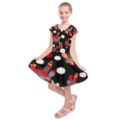 Playful Airplanes  Kids  Short Sleeve Dress