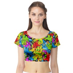 Colorful Airplanes Short Sleeve Crop Top (tight Fit) by Valentinaart