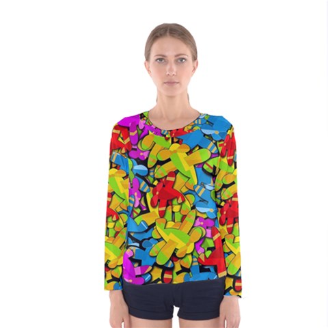 Colorful Airplanes Women s Long Sleeve Tee by Valentinaart