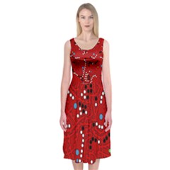 Red Fantasy Midi Sleeveless Dress by Valentinaart