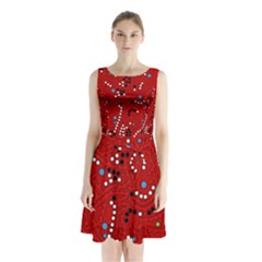 Red Fantasy Sleeveless Chiffon Waist Tie Dress