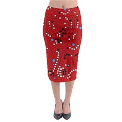 Red Fantasy Midi Pencil Skirt