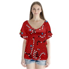 Red Fantasy Flutter Sleeve Top by Valentinaart