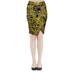 Yellow Emotions Midi Wrap Pencil Skirt