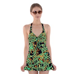 Green Emotions Halter Swimsuit Dress by Valentinaart