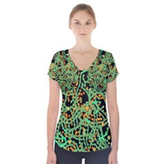 Green Emotions Short Sleeve Front Detail Top