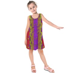 Raining Flowers From The Sky Kids  Sleeveless Dress