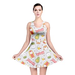 Funny Cat Food Succulent Pattern  Reversible Skater Dress by kostolom3000shop