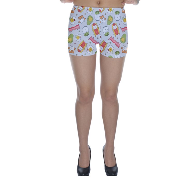 Funny Cat Food Succulent Pattern  Skinny Shorts