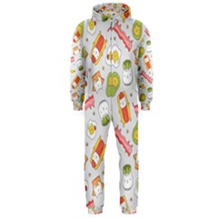 Funny Cat Food Succulent Pattern  Hooded Jumpsuit (men) 