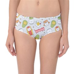 Funny Cat Food Succulent Pattern  Mid-waist Bikini Bottoms by kostolom3000shop