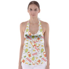 Funny Cat Food Succulent Pattern  Babydoll Tankini Top by kostolom3000shop