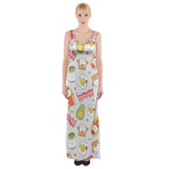 Funny Cat Food Succulent Pattern  Maxi Thigh Split Dress by kostolom3000shop