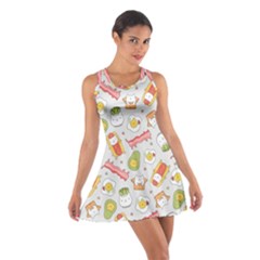 Funny Cat Food Succulent Pattern  Cotton Racerback Dress by kostolom3000shop