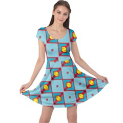 Shapes In Squares Pattern               Cap Sleeve Dress