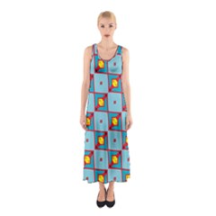 Shapes In Squares Pattern                                                                                                            Full Print Maxi Dress