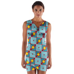 Shapes In Squares Pattern                                             Wrap Front Bodycon Dress