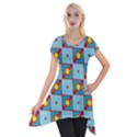 Shapes in squares pattern                                                                                                            Short Sleeve Side Drop Tunic View1