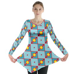 Shapes In Squares Pattern                                                                                                            Long Sleeve Tunic