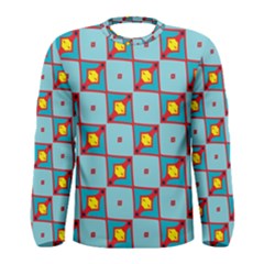 Shapes In Squares Pattern                                                                                                            Men Long Sleeve T-shirt by LalyLauraFLM