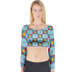 Shapes In Squares Pattern                                                                                                            Long Sleeve Crop Top