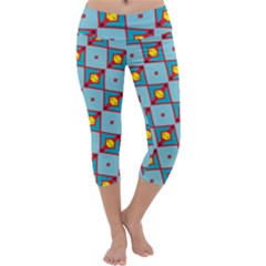 Shapes In Squares Pattern                                Capri Yoga Leggings