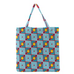 Shapes In Squares Pattern                                                                                                            Grocery Tote Bag by LalyLauraFLM