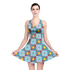 Shapes In Squares Pattern                                                                                                            Reversible Skater Dress