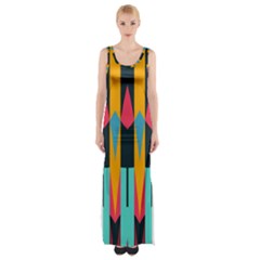 Shapes And Stripes                                                                                                             Maxi Thigh Split Dress