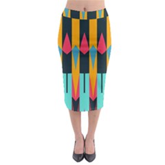 Shapes And Stripes                                                                                                               Midi Pencil Skirt by LalyLauraFLM