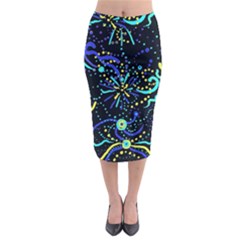 Purple Splash Midi Pencil Skirt